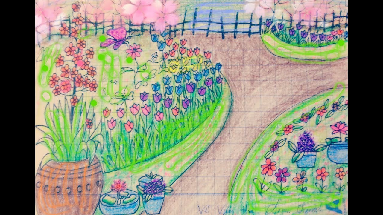 Khu Vườn Kì Diệu Mĩ Thuật 3 Vẽ Vườn Cây Cách Tạo Sản Phẩm Mĩ Thuật Từ  Hình In Côn Trùng tinhmt  YouTube